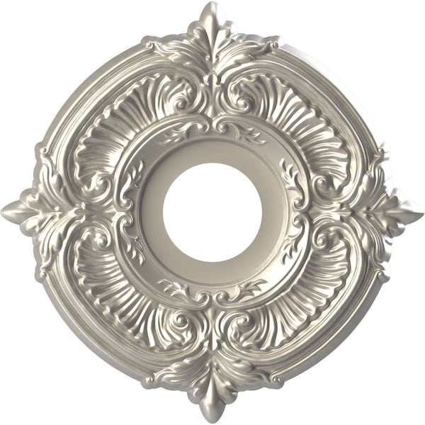Ekena Millwork Attica PVC Ceiling Medallion (Fits Canopies up to 5"), Brght Coat Aluminum, 13"OD x 3 1/2"ID x 3/4"P CMP13ATBAL - main
